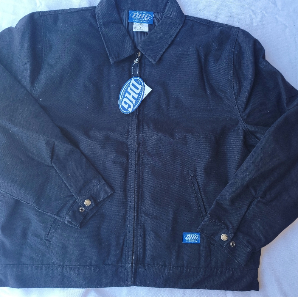 DHG Eisenhower Work Jacket, BLACK. Zip closure, slash pockets, lined, Insulated